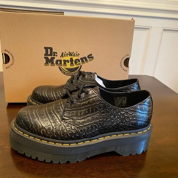 Dr. Martens 1461 CROC EMBOSS LEATHER PLATFORM SHOES - Picture 4 of 10